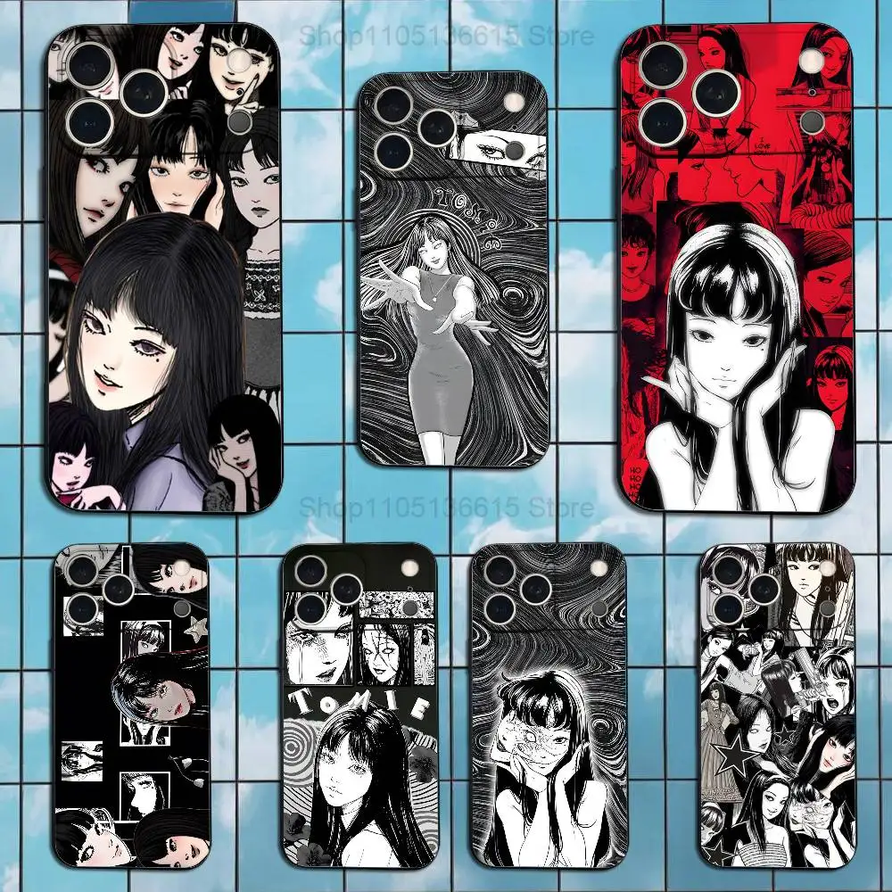 Funda de teléfono Comics T-Tomie J-Junji ito para iPhone 17,16,15,14,13,12,11 Plus,Pro Max,XS,X,XR,SE,Mini,8,7, funda negra de silicona suave