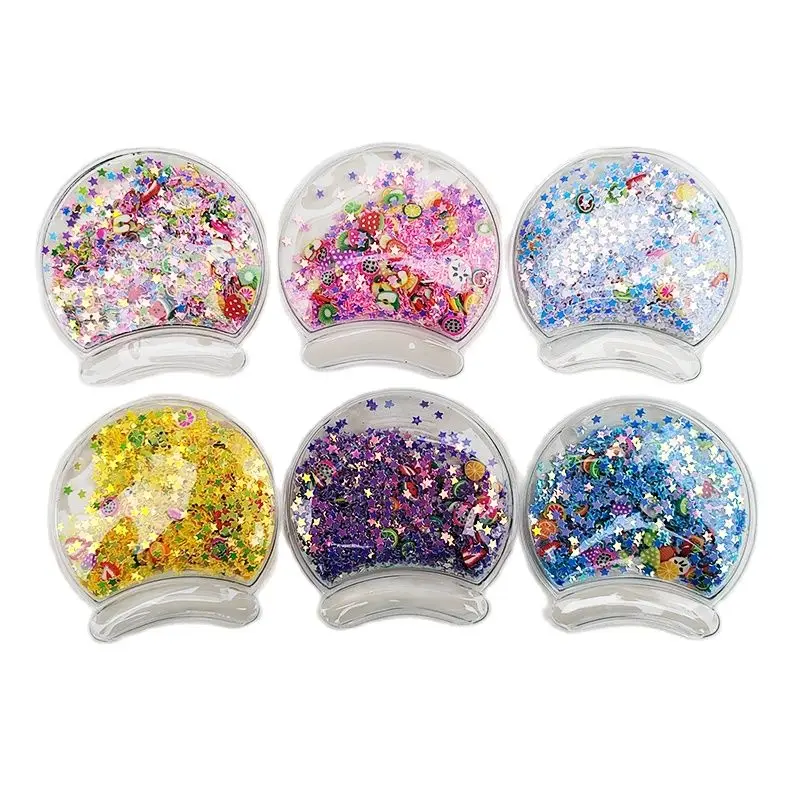DIY Handmade Shiny Flower with Star Padded Applique for Children's Hair Clip Accessories, 6.5cm, 12 PCs/Lot