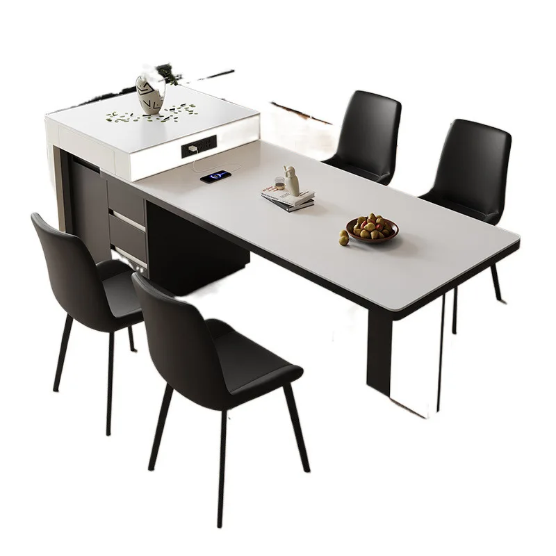 

Simple rock slab retractable island table household small apartment modern foldable multi-function