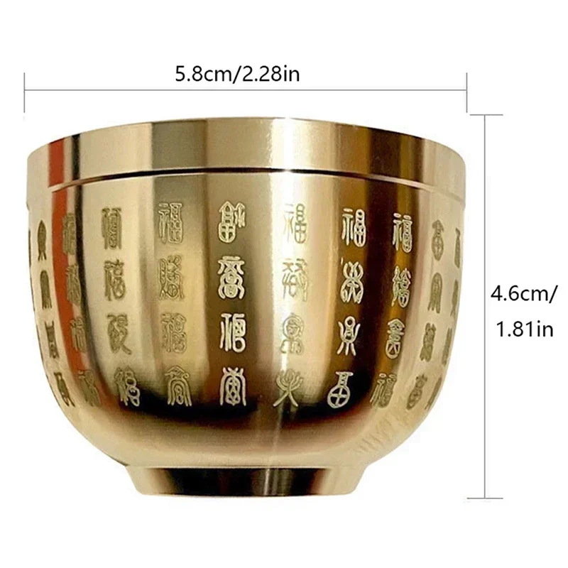 Pure Brass Hundred Blessings Cup Table Top Small Decoration Ashtray Dessert Bowl Fortune Map Treasure Collection Study Bauble