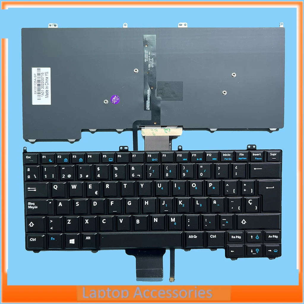 Teclado español E7240 para DELL Latitude 12 7000 E7440 E7420 E7240 portátil Teclado retroiluminado SP V141025AK1 PK130VN2B15
