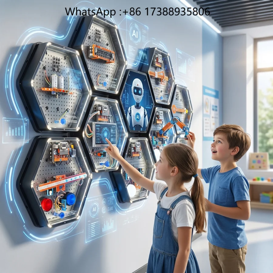 AI Board STEM Music Display RGB LED Hexagonal Modular Unit AI Interactive Demonstration Solution for School Science Festival