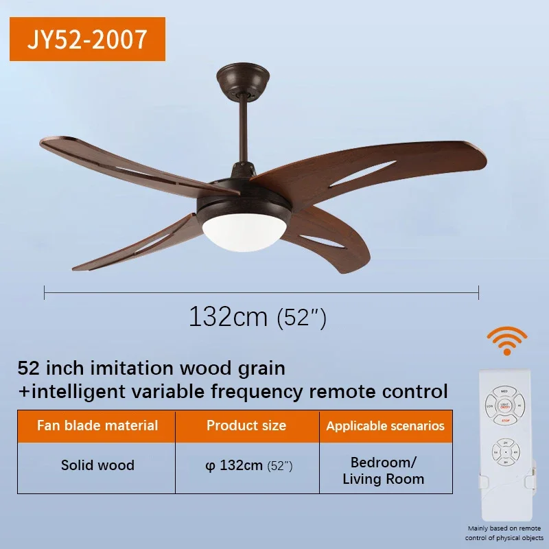 PLLY Nordic LED Fan Light American Vintage Restaurant Living Room Study Ceiling Fan Light Remote Electric Fan Light