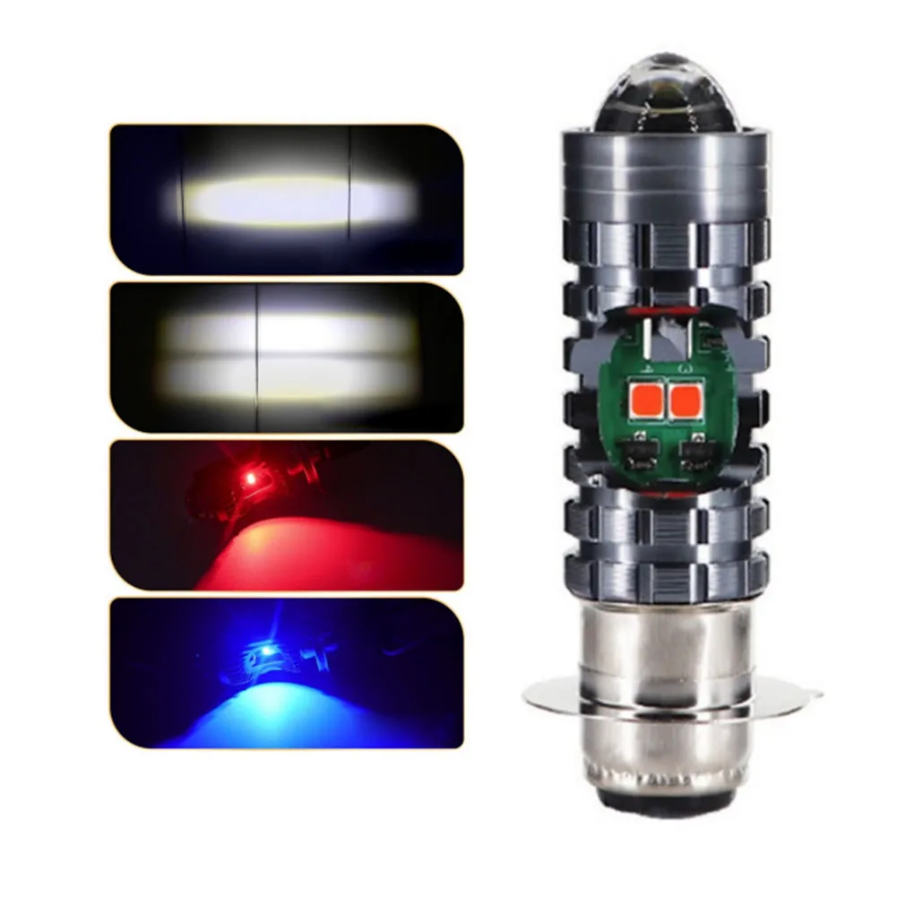 1PCS Headlight  P15D BA20D H4 White And Yellow  Lens Spotlight Motorcycle Headlight  LED Bulb Motorcycle High Low  Beam Led Bulb