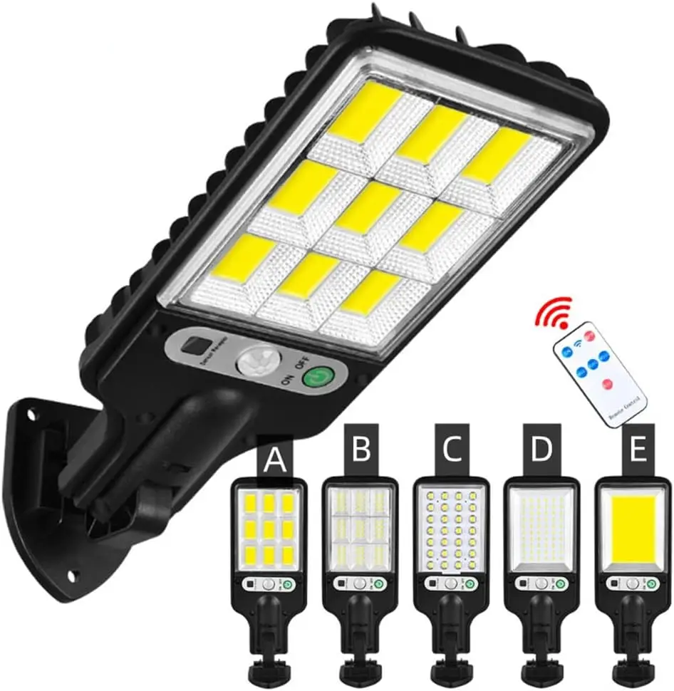 

100W Solar Street Lights Outdoor, 6000K Led Street Light with 3 Modes PIR Motion Sensor, Remote Control IP65