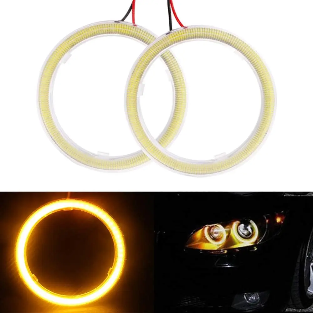 

70mm 60SMD COB LED Angel Eyes Halo Ring Lamp Yellow 12V DC for Car