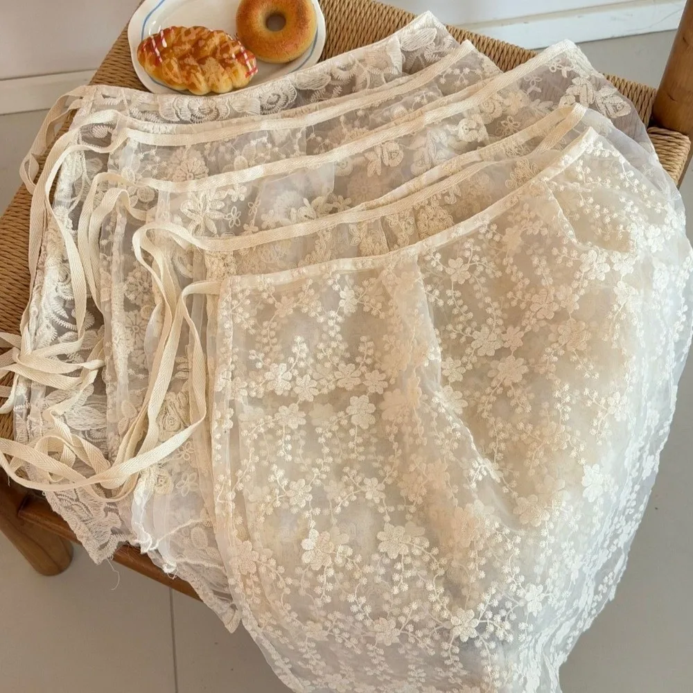 Fashion Lace-up Lace Mini Skirt Slim Fit Hip Covering Apron Wrap Skirt Y2K Irregular Hem Wrap Skirt for Casual Wear