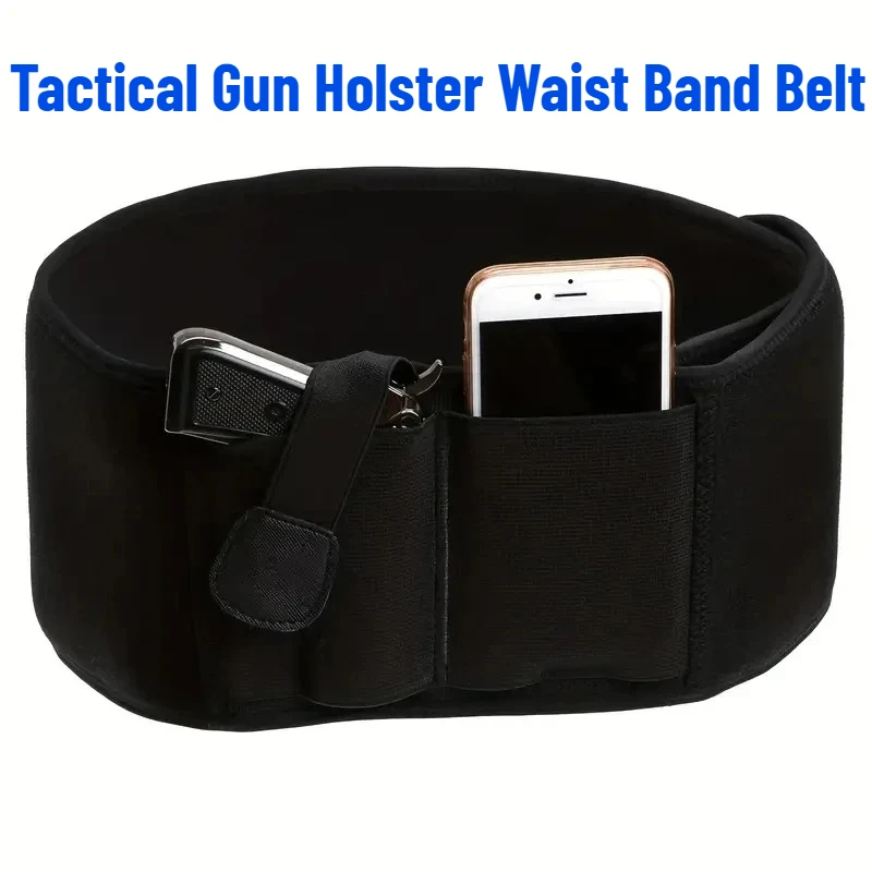Tactical Gun Holster Waist Band Belt for Outdoor Hunting Fitness Concealed Carry Phone Bag Portable Hidden Belly Defense Use