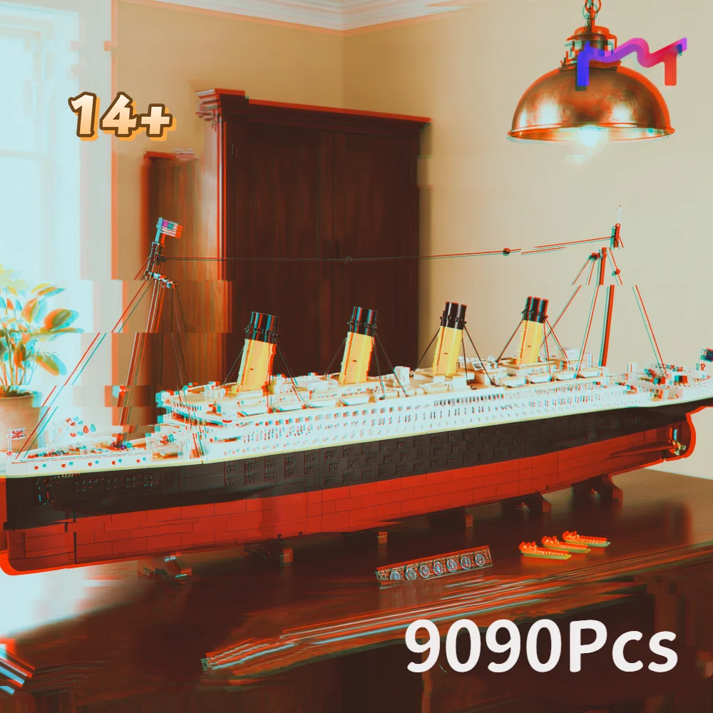 Hot Toys 2026 New 9090pcs Classic Movies Unsinkable Giant Ship Large Cruise Boat Ship Steamship Model For Birthday Ornament Gift