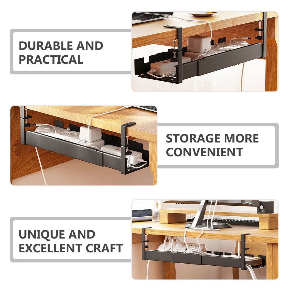Cable Management under Desk Cord Standing Tray Office Organizer Wire Storage for