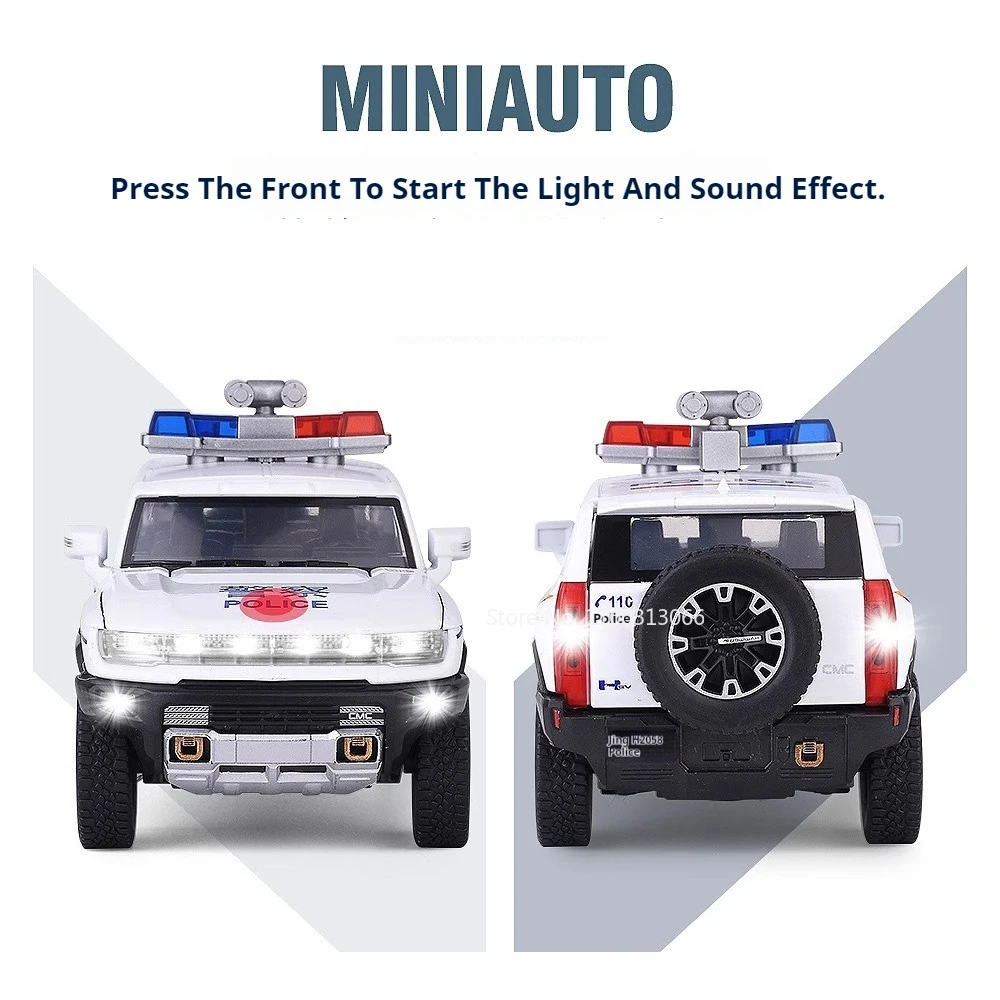 1/32 Hummer SUV Alloy Police Cars Model Toys 6 Doors Can Be Opened Rubber Tires Vehicle Diecast Models Children Birthday Present