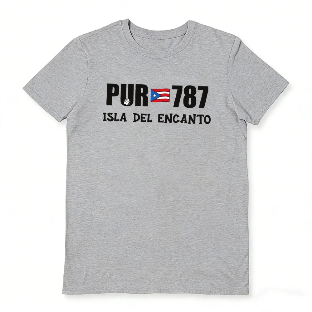 PUR 787 ISLA DEL ENCANTO Puerto Rico Flag Graphic Print Women T Shirt National Heritage Casual Short Sleeve Tops Women Clothing