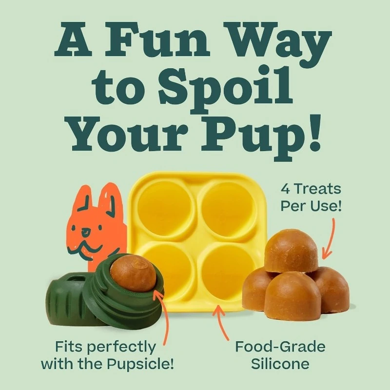 Pupsicle Treat Tray Mold,Silicone Molds for Dog Treats,Dishwasher Safe,Reusable  Tray,Freeze Refill Treats For The Pupsicle Toy