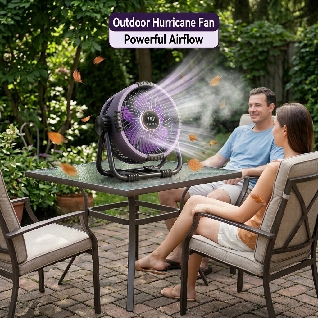 20000mAh Battery Operated Fan with LED Light Heavy Duty Outdoor Fan for Tent USB Charging Station for Camping and Emergency Kit