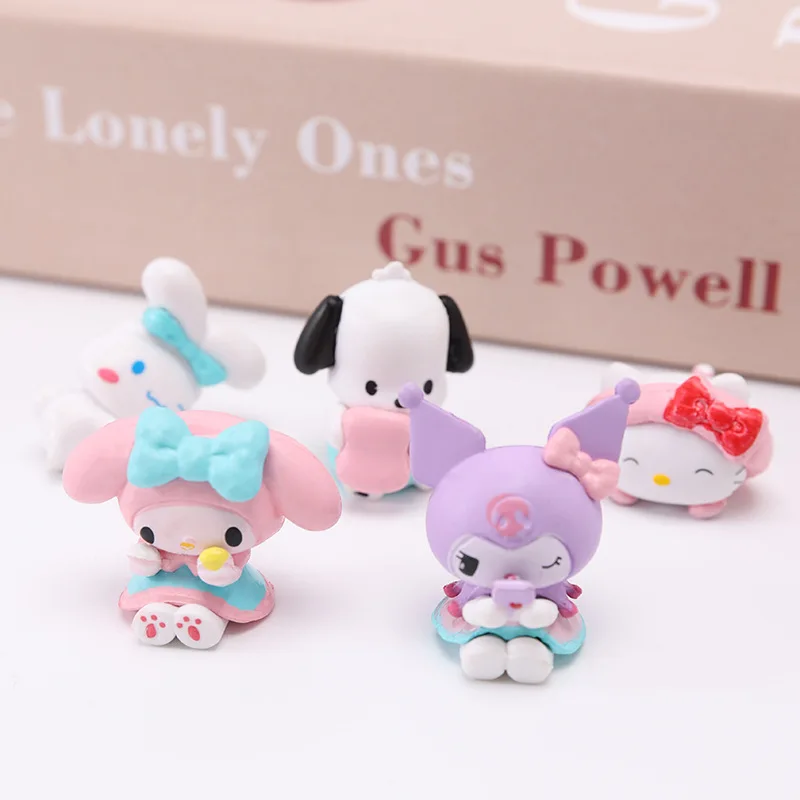 

Kawaii Sanrio Toys Hello Kitty Kuromi Cinnamoroll Mini Action Figure Model Fashion Desktop Ornament Children Toys Gifts