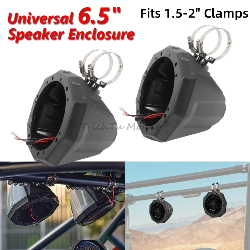 

Compatible with Polaris RZR 1000 XP Can-Am Maverick X3 Kawasaki Honda 6.5" UTV ATV Speaker Enclosure Accessories 1.5-2" Clamps