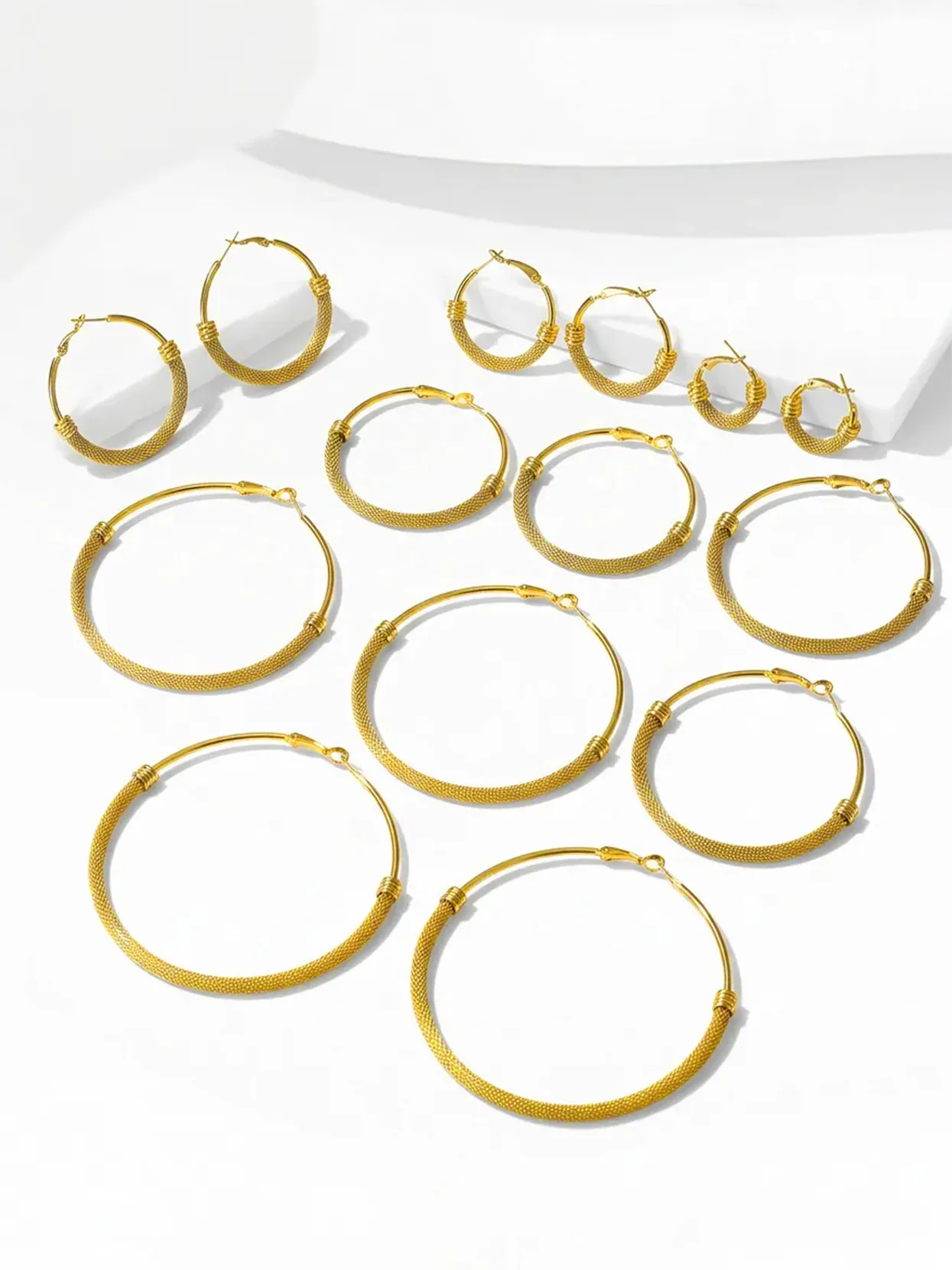 ChainsPro 20-80mm Hoop Earrings for Women Mesh 316L Stainless Steel Classic Mini - Large Statement Hoops Jewelry Gift for Her
