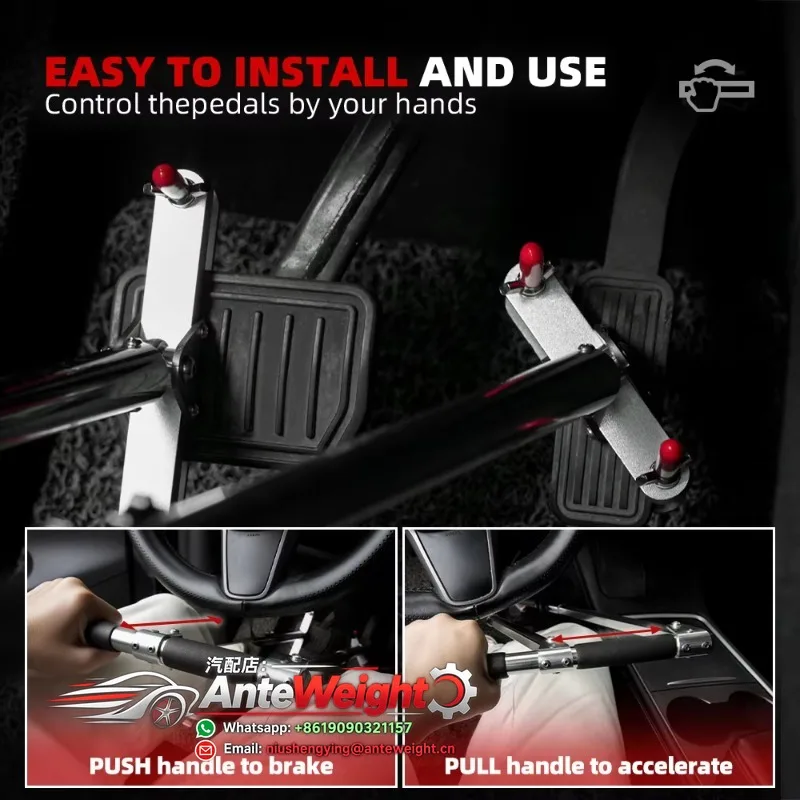 Hand Controls for Disabled Drivers Length Adjustable Portable Handicap Driving Car Pedal Assist Controls for Injured Handicap