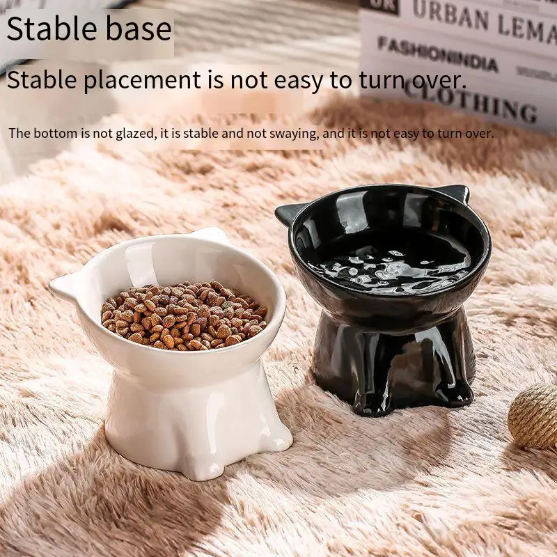 Thicken Ceramic Cat Food Bowl Household High Foot Large Capacity Pet Supplies Drinking and Feeding Cute Dog Feeders Durable Ins