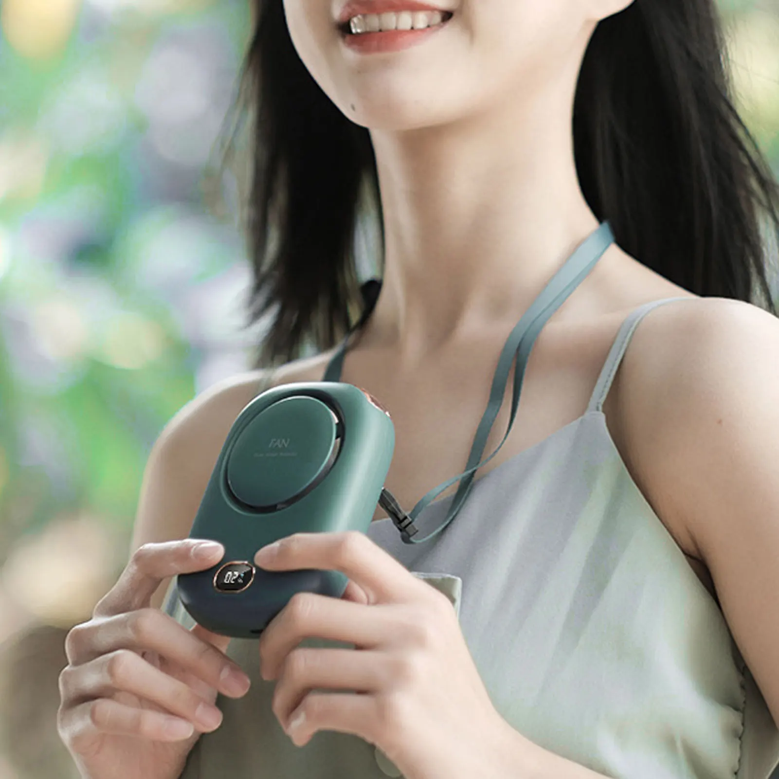 Handventilator, Wohnaccessoire, Mini-Elektroventilator, tragbar, USB-Aufladung, zum Aufhängen am Hals, blattloser Ventilator für Outdoor-Sport, Reisen, USB-Ventilator