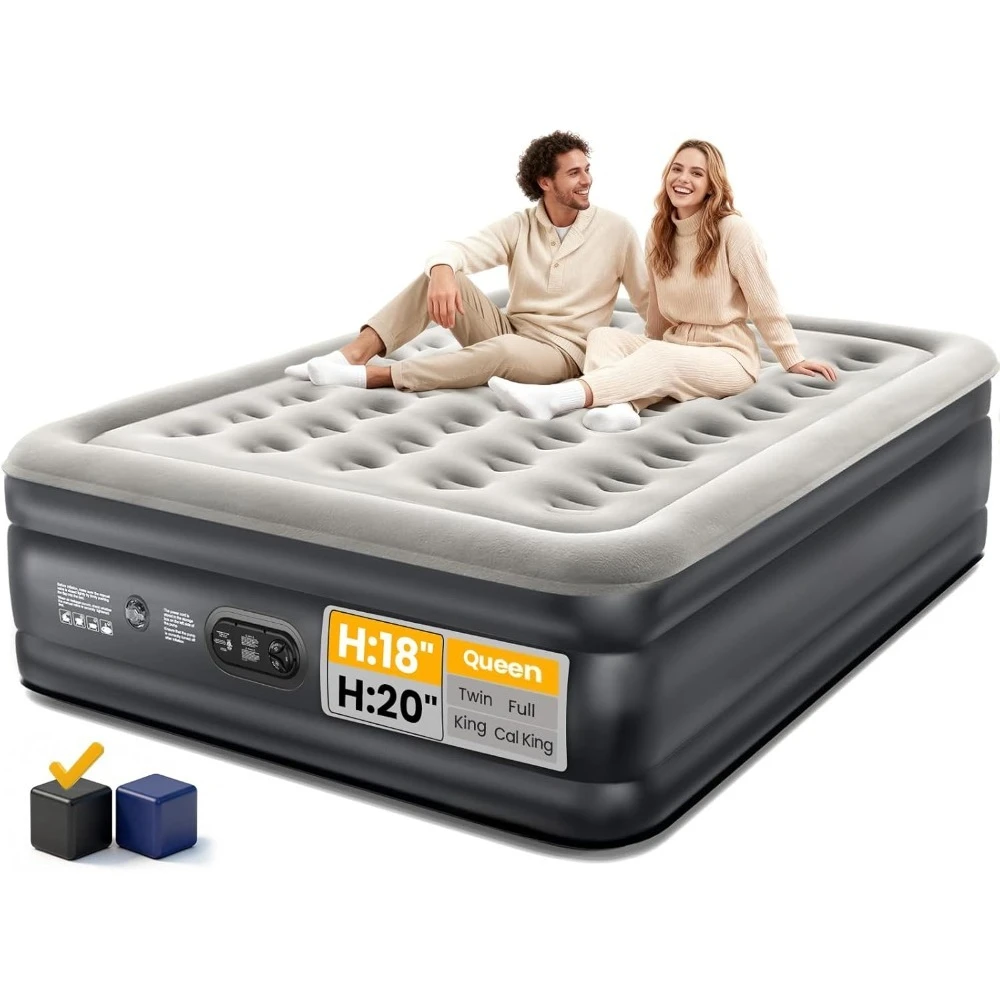 مرتبة هوائية كوين مع مضخة مدمجة مرتبة نفخ قابلة للنفخ مقاس 18 بوصة سرير محمول مرتفع للتخييم في الضيوف المنزلي #1