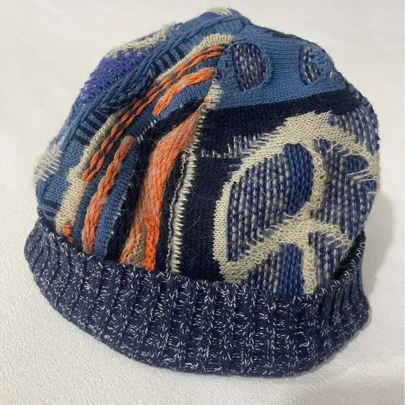 HKSH Autumn Winter New Men's Trend Hats Retro Knitted Hat Color Contrast Patchwork Casual High Street Women Tide Punk Cap HK3190