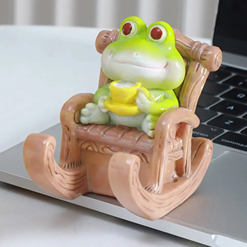 Rocking Chair Frog Creative Phone Holder Support Desk Decor Frog Phone Stand PVC Doll Cartoon Frog Phone Bracket