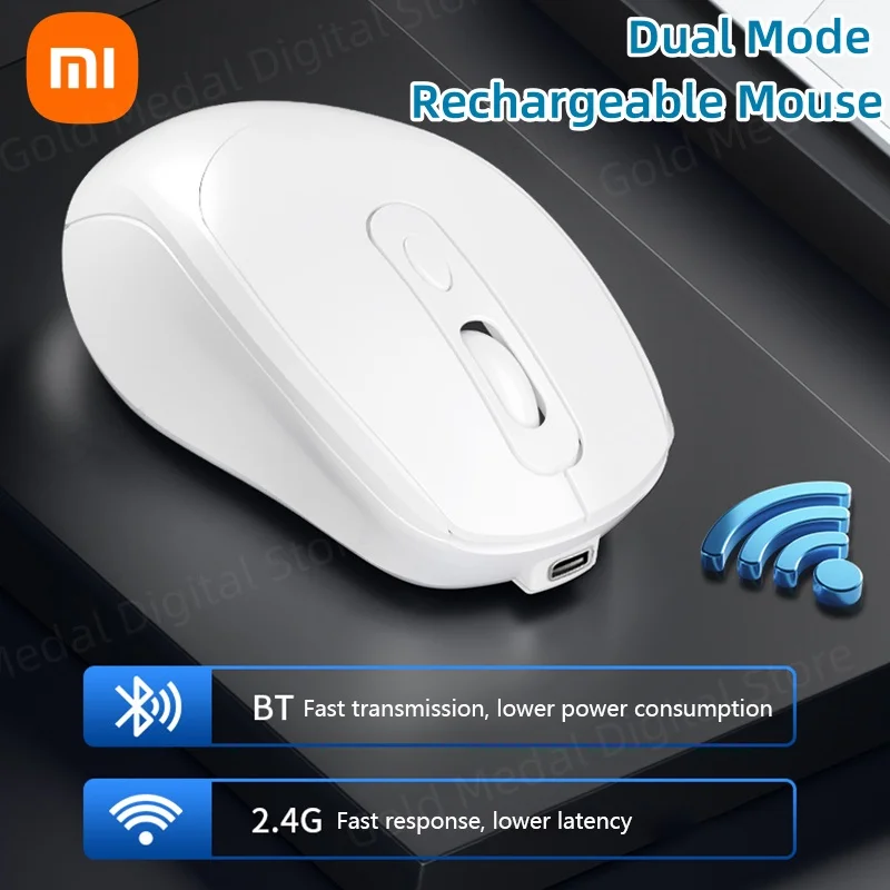 Xiaomi Wireless Mouse Dual-mode Rechargebale Rgb Light Weight Low Noise Button Seat Mouse Dpi Button Office Gaming Mouse