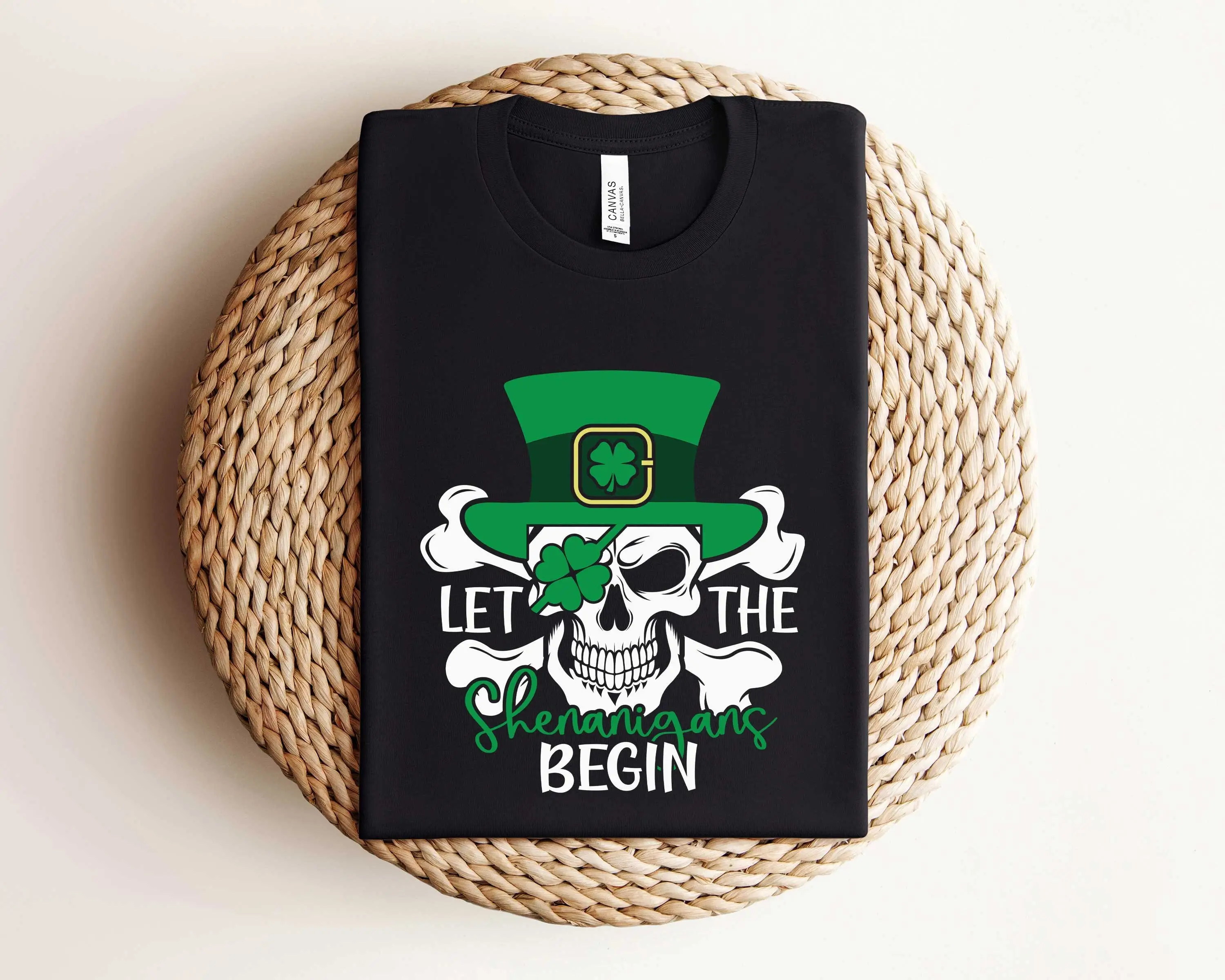 Let The Shenanigans Begin T Shirt Patrick Day Sweat Funny Skeleton Skull