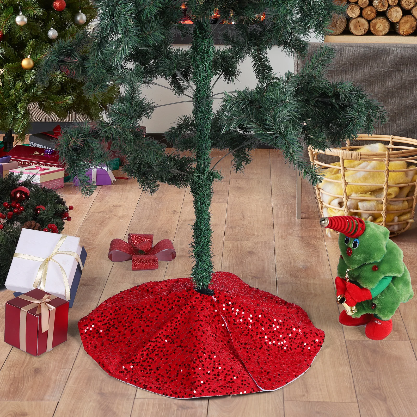 Sparkling Sequin Tree Skirt W/ Small Sequin Mini Xmas Tree Skirts (model 1)