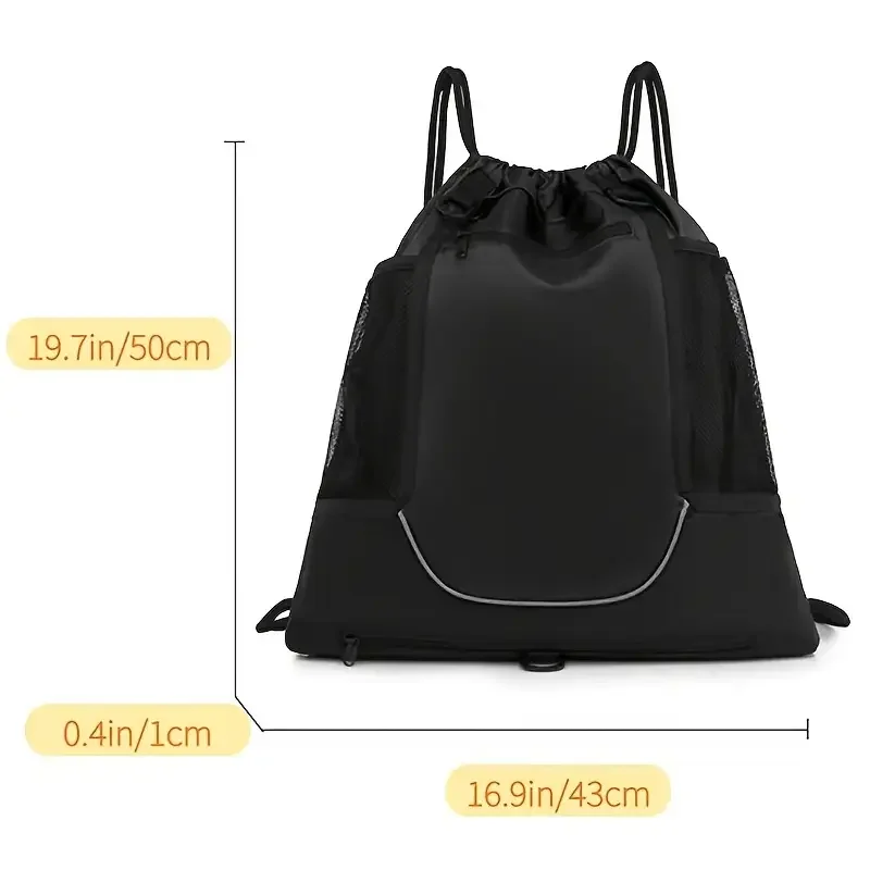 

Basketball Waterproof Drawstring Backpack With Multiple Pockets & Removable Mesh Bag For Volleyball & Football