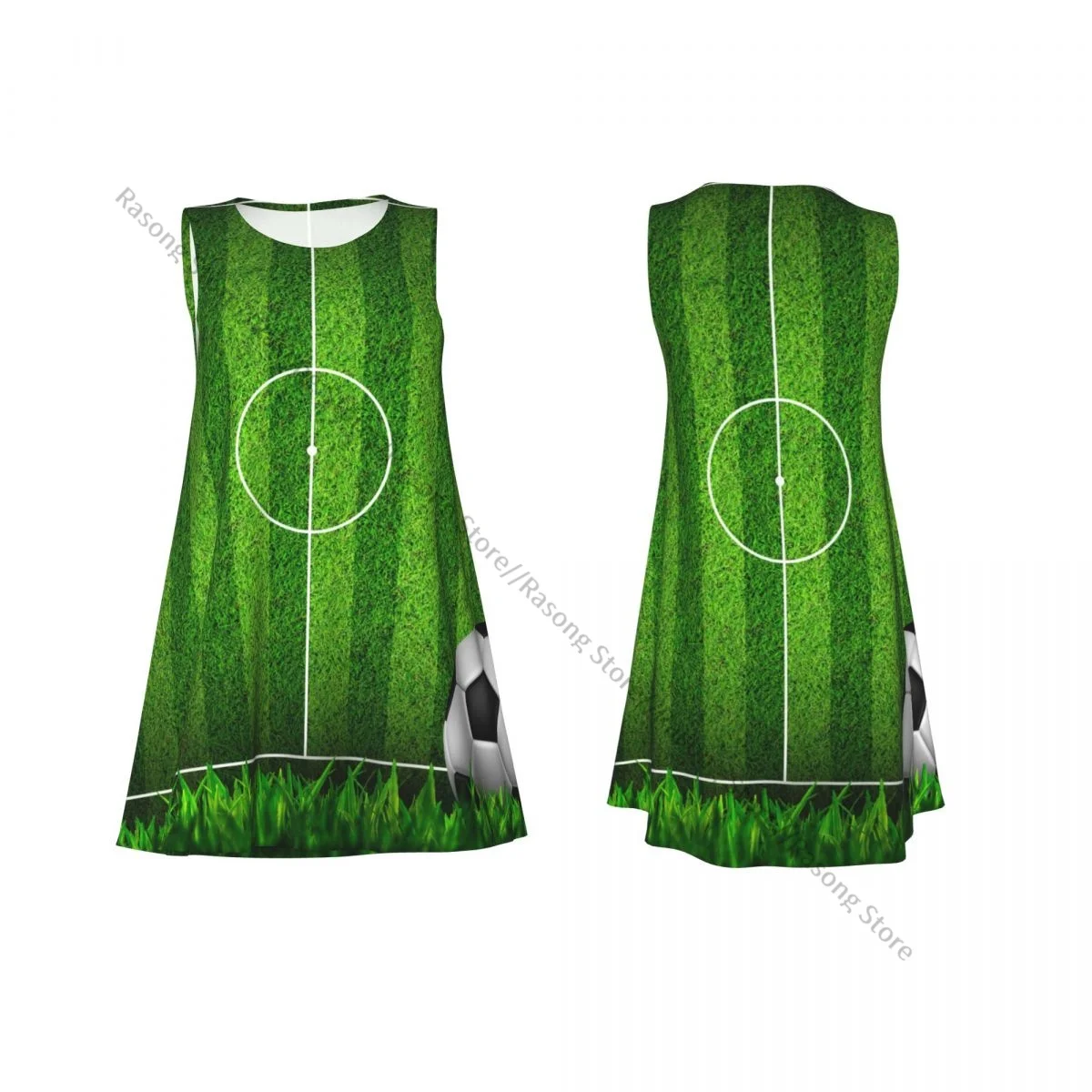Women's Dress Summer Casual T Shirt Dresses Beach Cover up Soccer Football On Grass Field Tank Dress