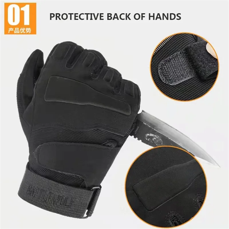 Guantes de dedo completo para hombre, nudillos duros para exteriores, deportes de combate, tiro, Airsoft, antideslizantes, para caza, Paintball,
