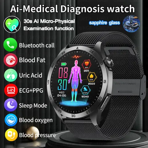 2026 신형 간호사급 스마트워치 ECG+PPG 혈중 지질 혈압 요산 HD 블루투스 통화 시계 건강 스마트워치 남성용