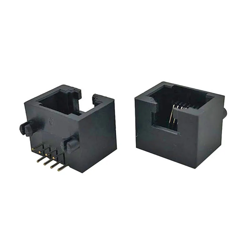 10PCS 5324 Mini RJ45 Network Port Female Socket, Opening Direction Upward, All Plastic, 8P8C, Plastic Feet Spacing 11.43, Black