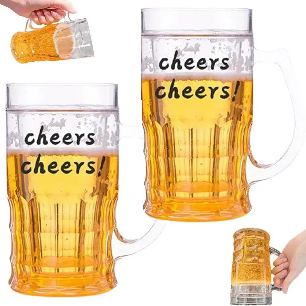Novelty Mezzanine Design Fake Beer Bottle Realistic Look With Handles Fake Beer Mug 420ml Capacity Prank Cup Gift