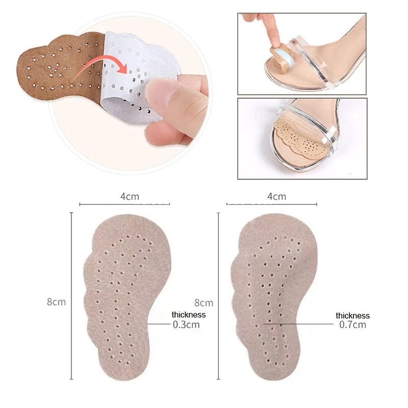 2 paia di cuscinetti per avampiede in pelle da donna adesivi antiscivolo solette adesivi sandali tacchi alti inserti cuscino per scarpe antidolorifico per i piedi