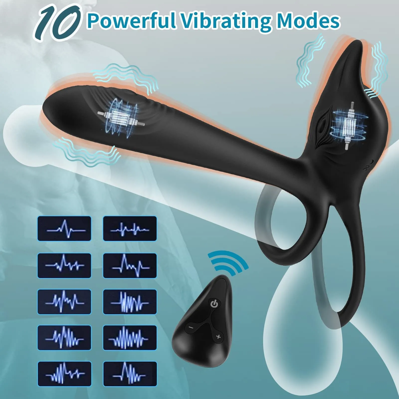 

10 Modes Penis Ring Vibrator Men Delay Ejaculation Penisring Wireless Remote Vibrating Cock Ring Sex Toys For Couple Stimulator