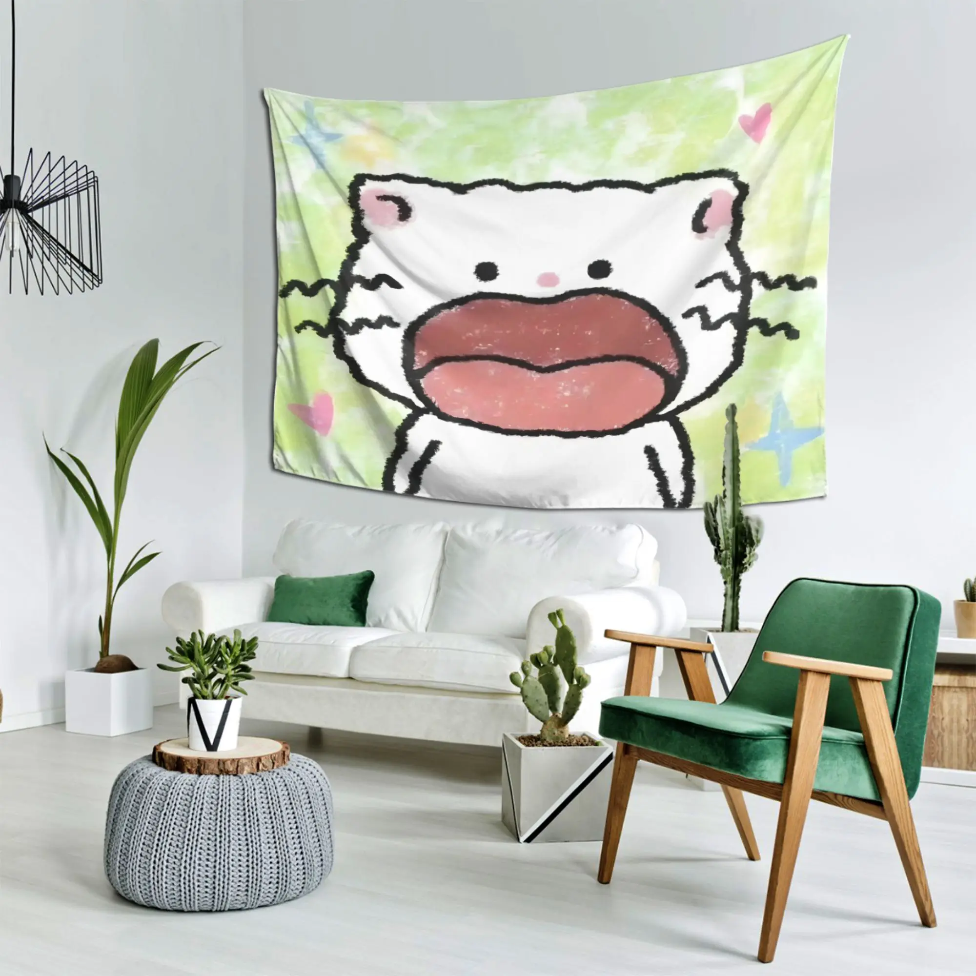 Juminocore Cat Style Minimalist Design Tapestry, Aesthetic Wall Hanging, High‑End Printed Wall Blanket for Bedroom Living Room O