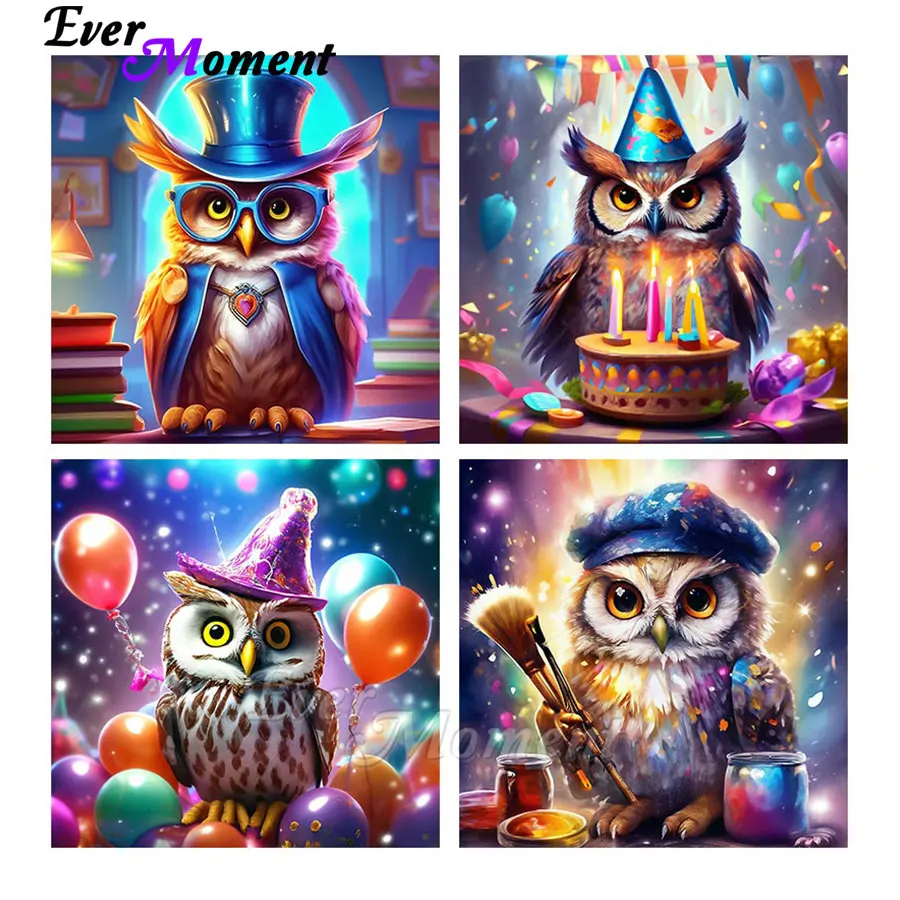 

Ever Moment 5D Owl Diamond Painting Square Round Drills Animal Style DIY Mosaic Cross Stitch Decor ASF3144