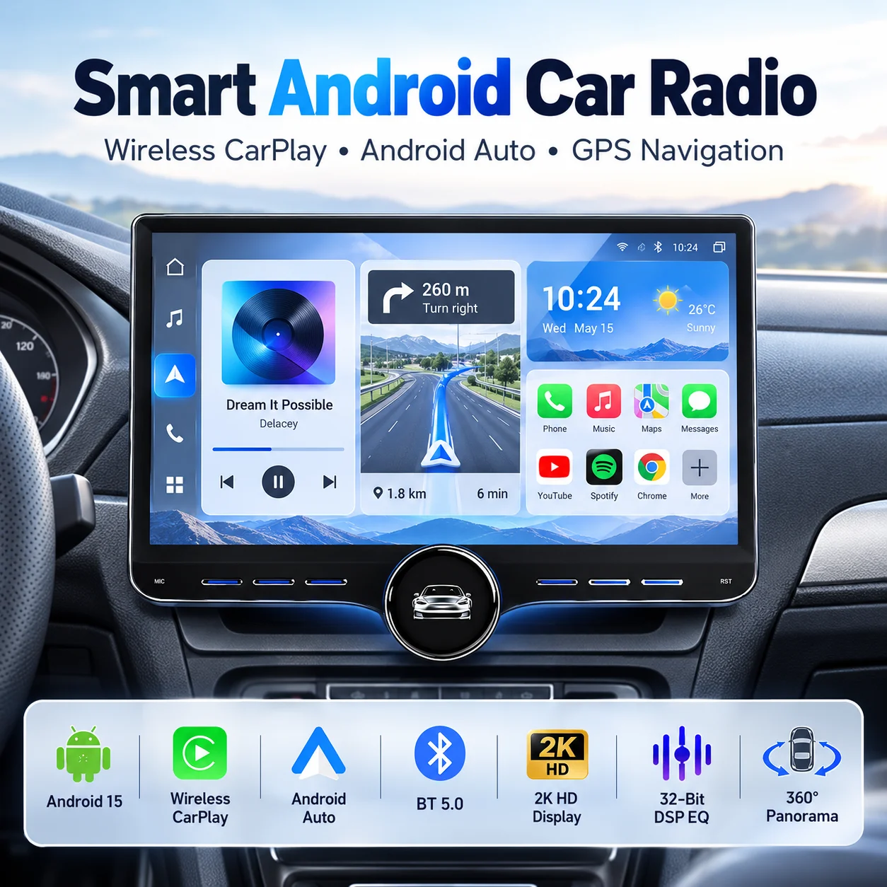 11.5 Inch Android 15 Car Radio For Chery Cowin 1 2010-2012 Wireless CarPlay Android Auto GPS Navigation Touch Screen Multimedia