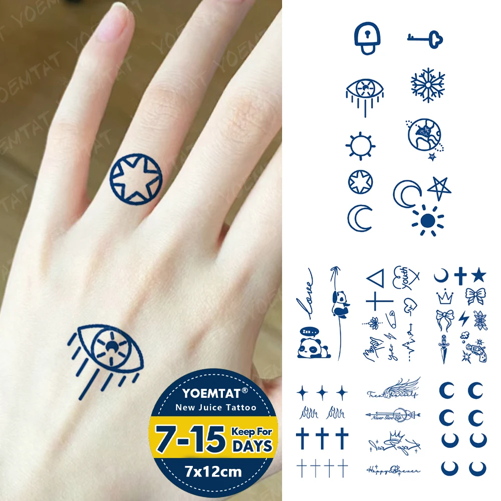 Symbol Juice Ink Lasting Waterproof Temporary Tattoo Sticker Lock Key Eye Star Moon Sun Earth Fake Tatto Body Art Women Men Arm