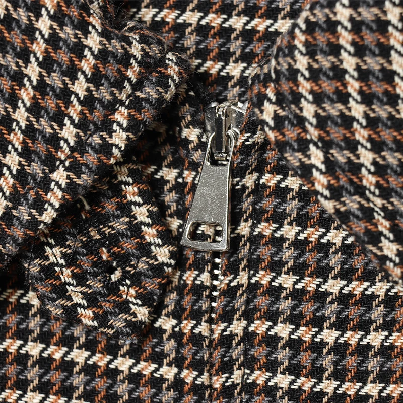 Abbigliamento donna Set gonna pied de poule per donna Colletto dentellato Giacca bomber con cerniera Gonna a vita alta Pantaloni Abito casual per pendolari