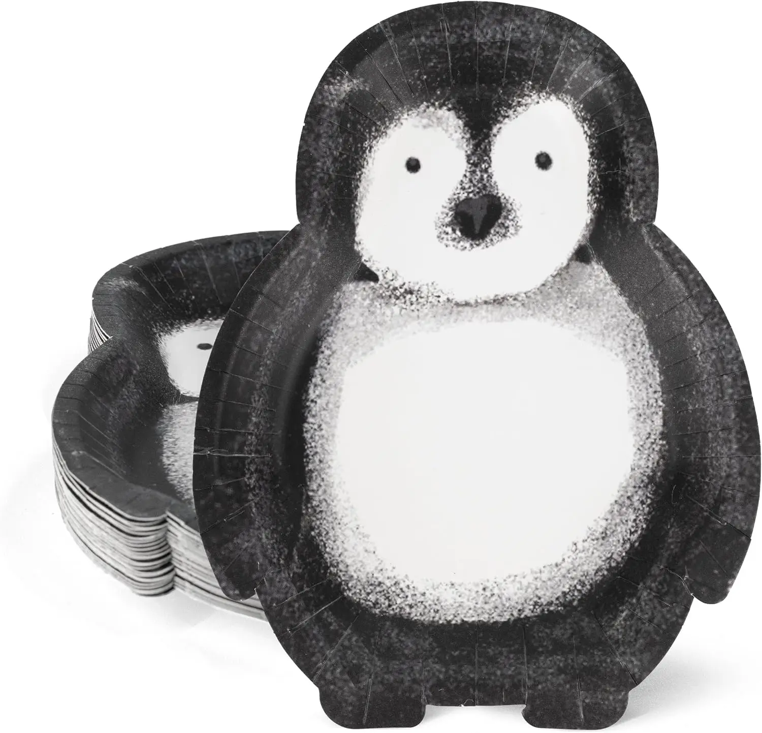 24Pcs Penguin Shaped Disposable Paper Plates Dessert Tableware for Kids Birthday Baby Shower Winter Wonderland Party Supplies