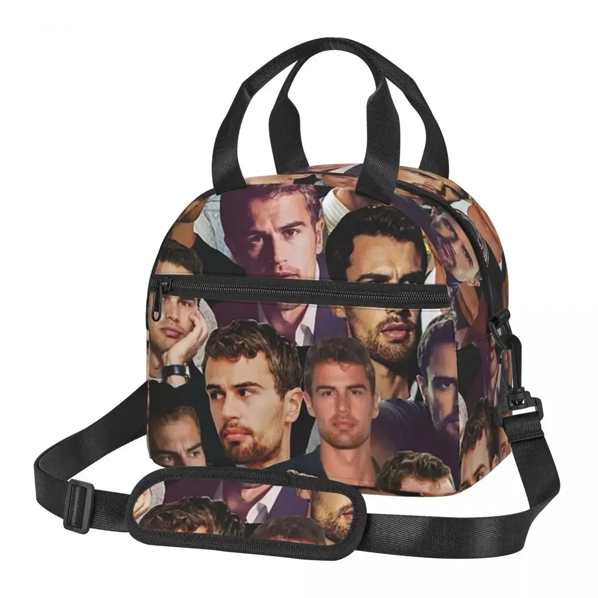 Theo James Photo Collage Bolsa térmica para el almuerzo para mujer, cajas de almacenamiento Bento, caja térmica para el almuerzo, a prueba de fugas