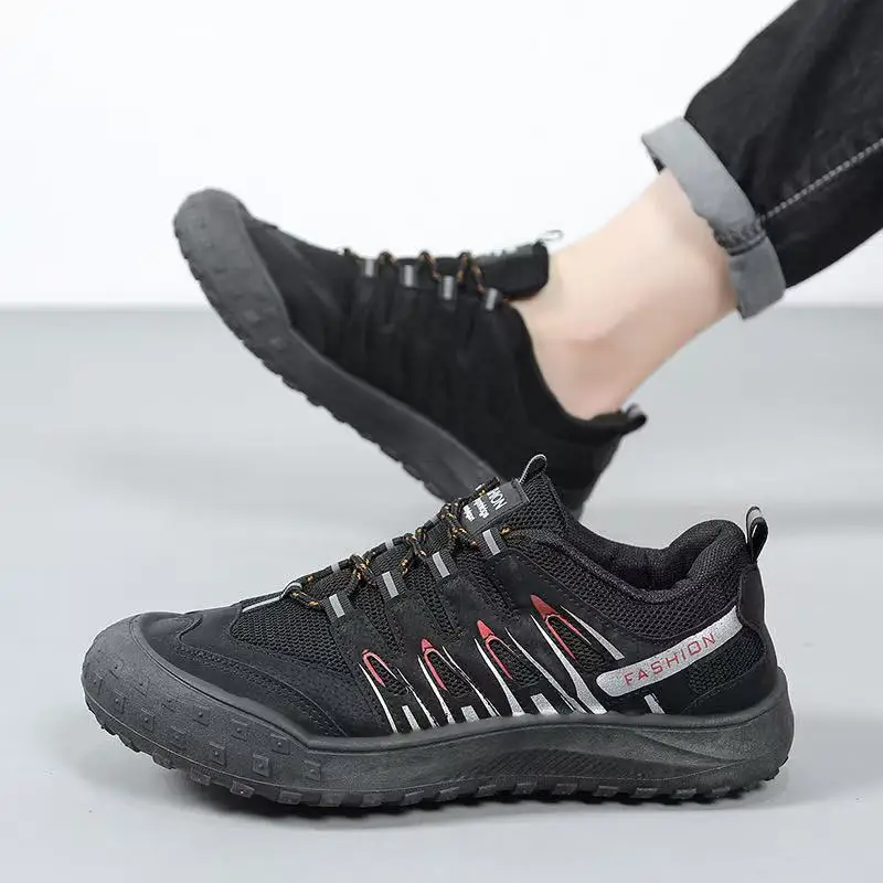 

Новинка 2024 года, мужская дышащая спортивная рабочая обувь Oes, уличная противоскользящая защита труда, резиновая подошва с круглым носком, повседневная овсянка