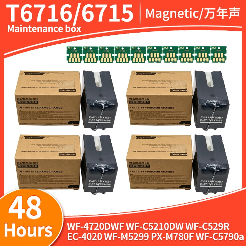 1-10PCS T6716 T6715 Maintenance box for Epson WF-4720DWF WF-4830 WF-4720 WF-C5210DW WF-C529R EC-4020 WF-M5299 PX-M780F WF-C5790a