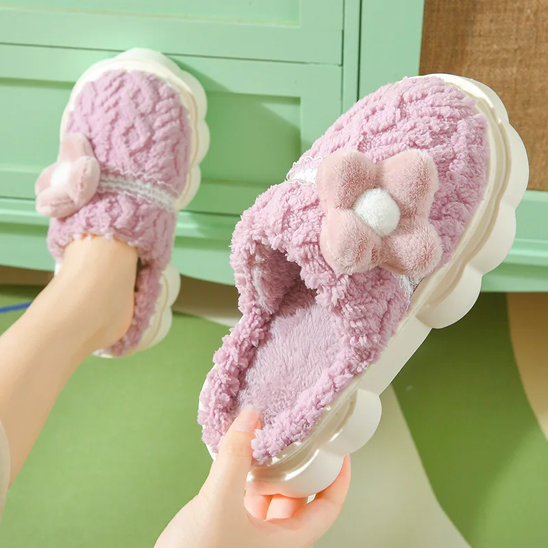 

Winter Home Warm Ladies Cotton Slippers Indoor Non-slip Thick Bottom Comfortable Slippers Fashionable Cute Women Cotton Slippers