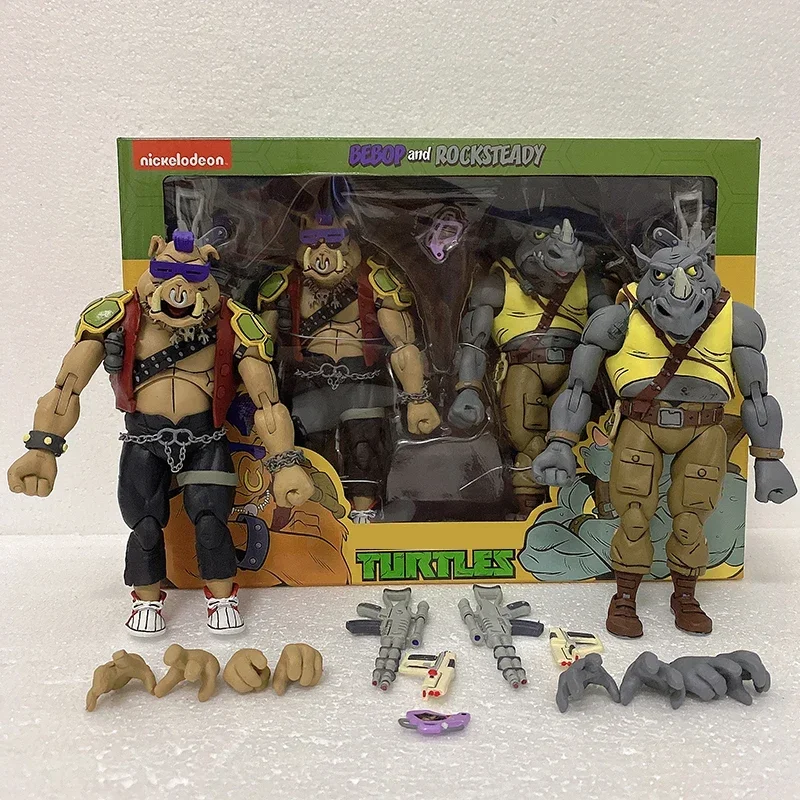 NECA Shredder Michelangelo Foot Solder Donatello Krang Figure Bebop Rocksteady Turtle Figure Action Figurine Toy 2PCS/Set