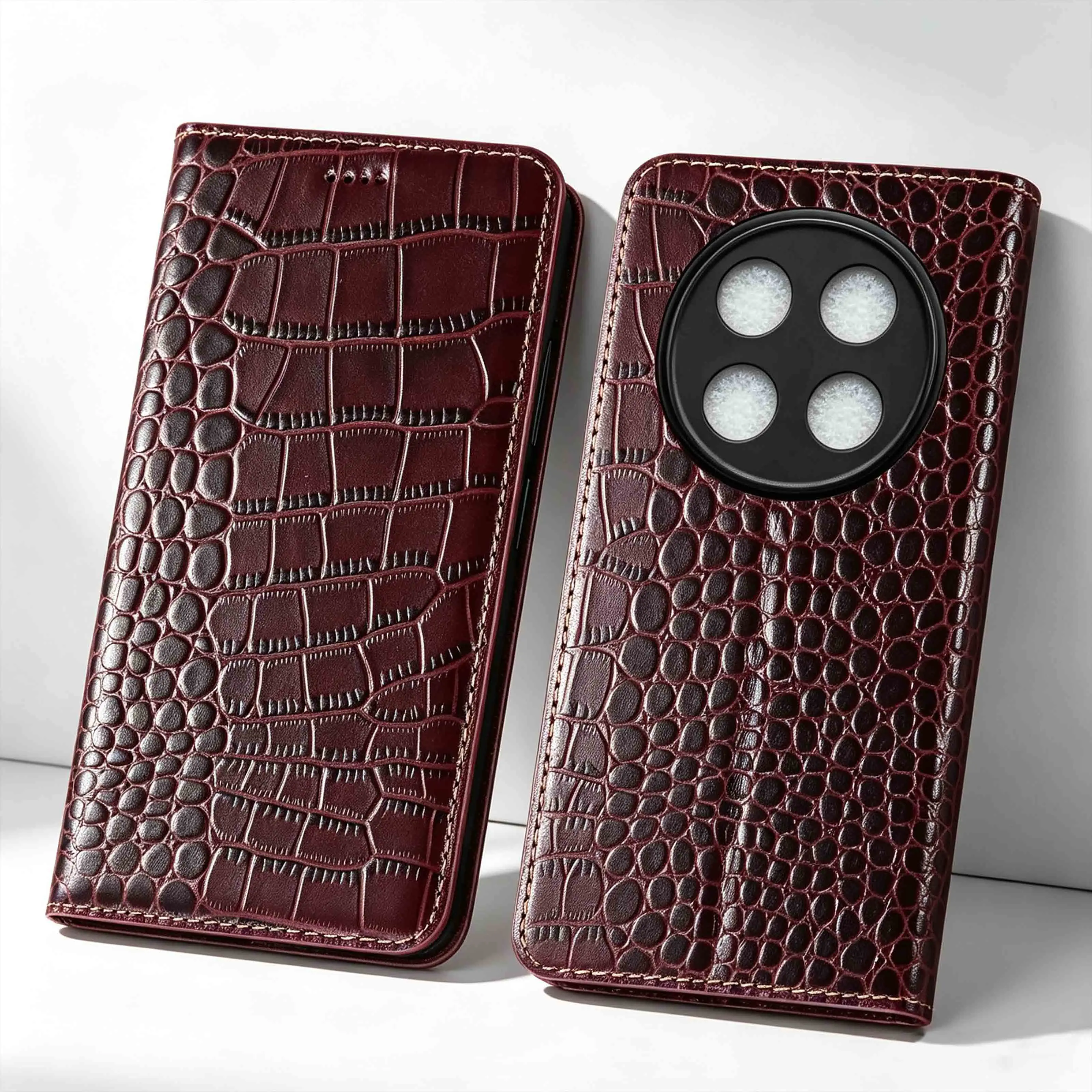 For Honor X30 X30i X40 X40i X50 X50i X60 X60i X70 X70i X80 X80i Pro Plus GT Max Crocodile Pattern GenuineLeather Flip Phone Case